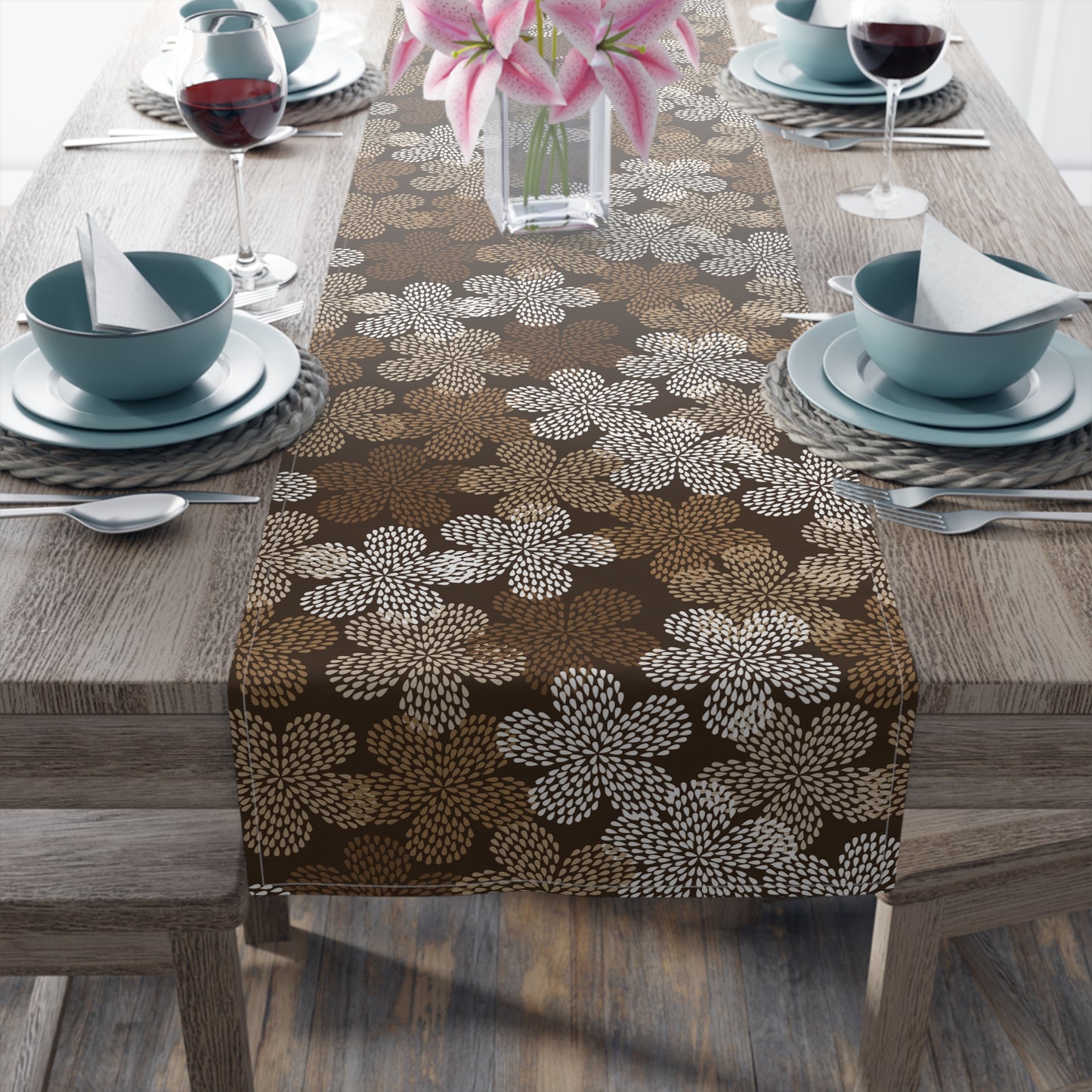 Floral Dots Mudcloth Table Runner