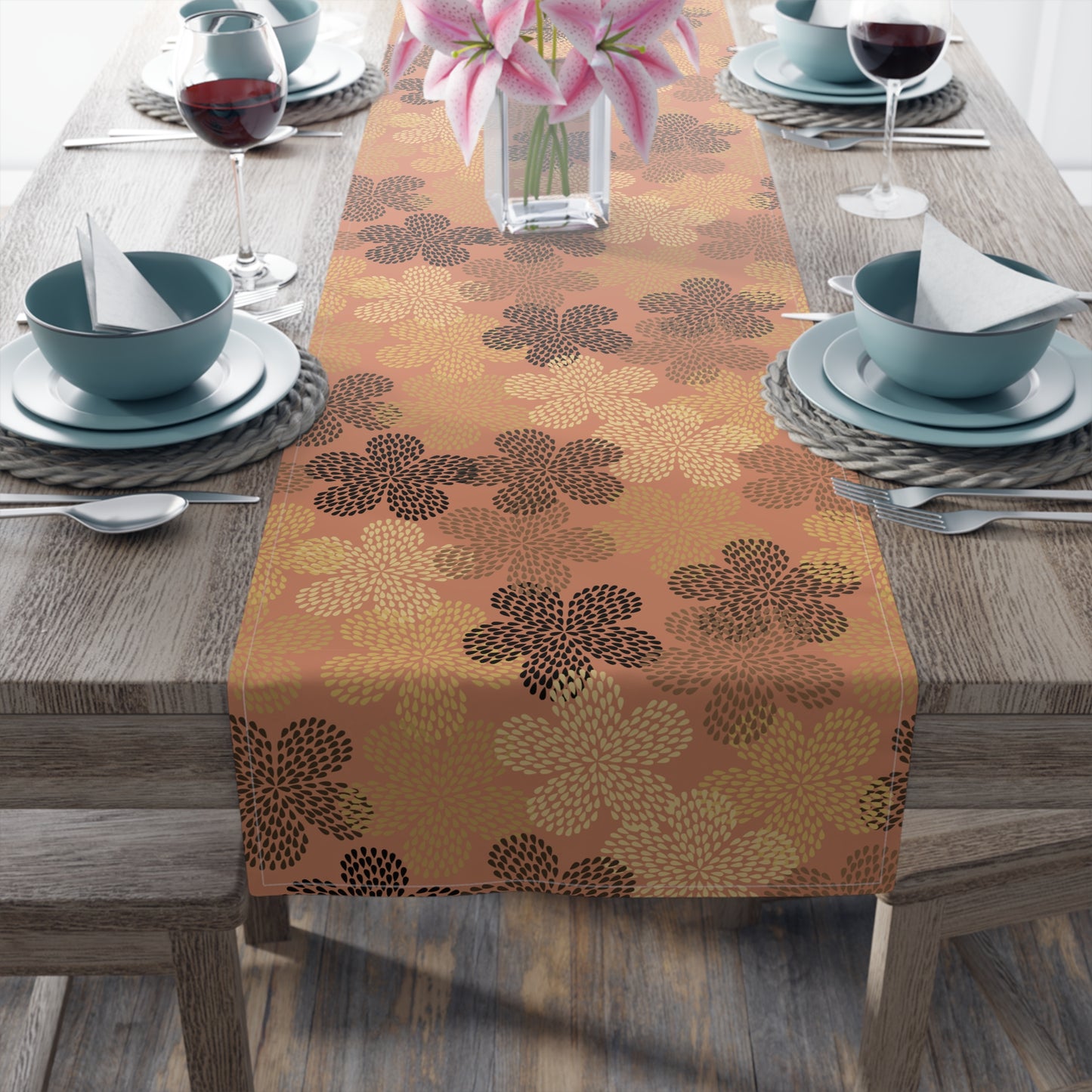 Floral Dots Mudcloth Table Runner