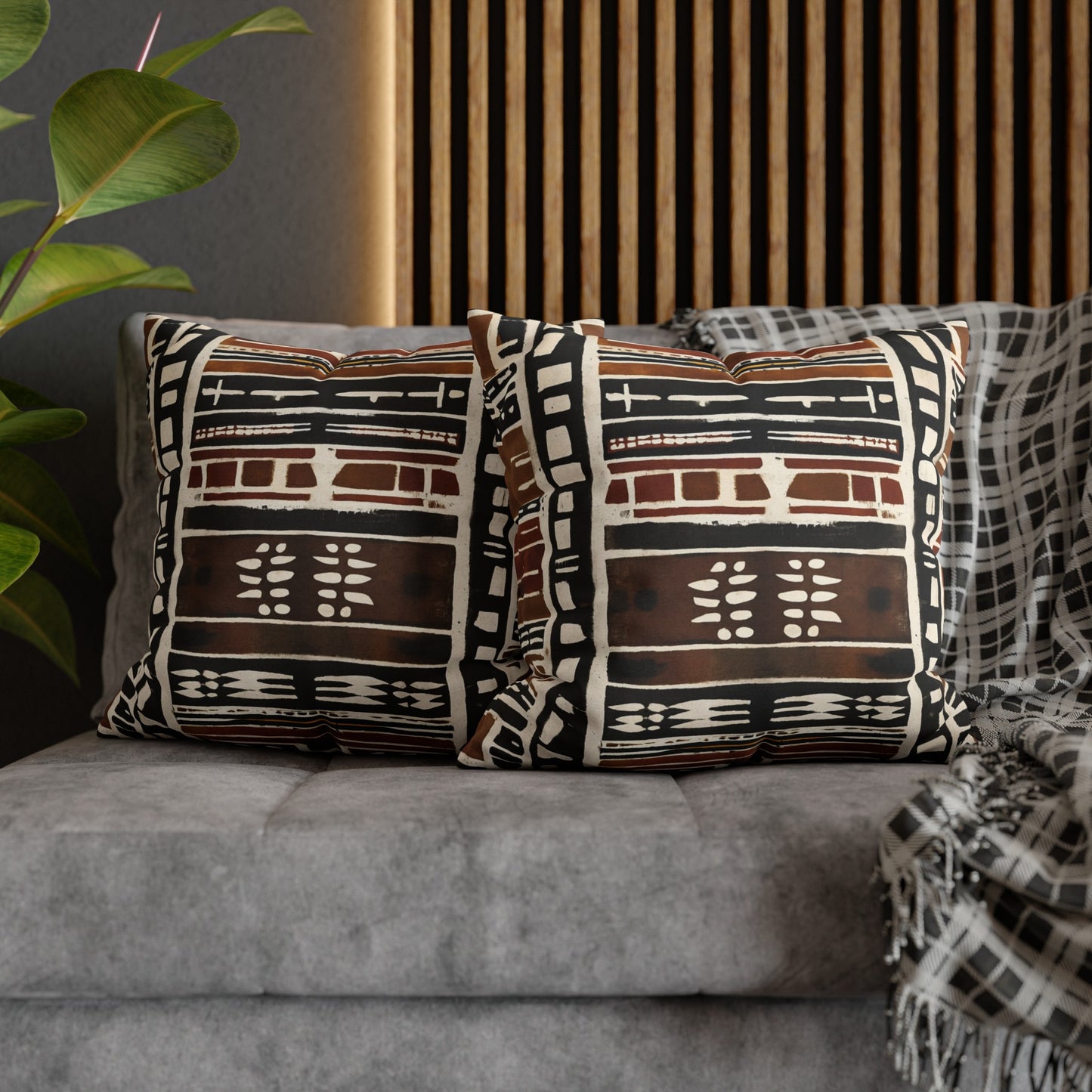 Tribal Lines Mud Cloth Pattern Throw Pillow or Cover