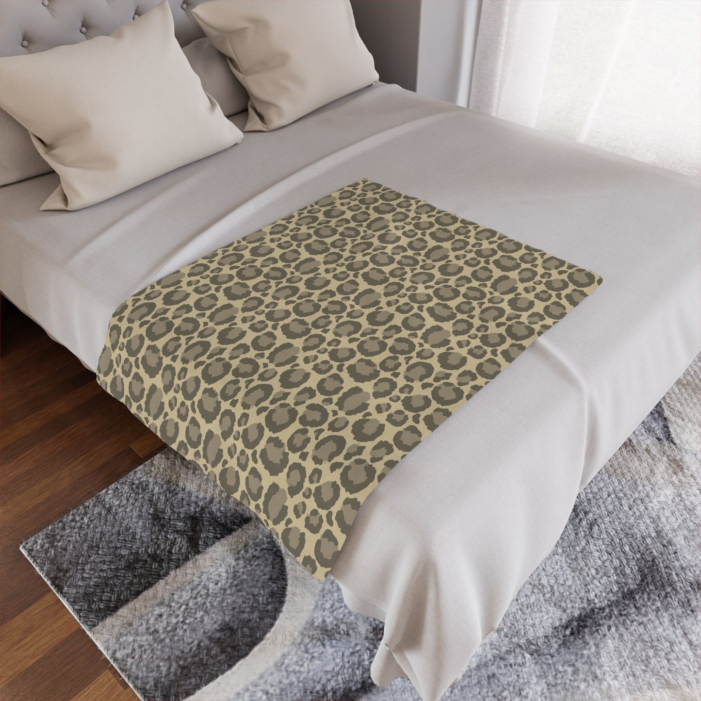 Neutral Leopard Print Throw Blanket