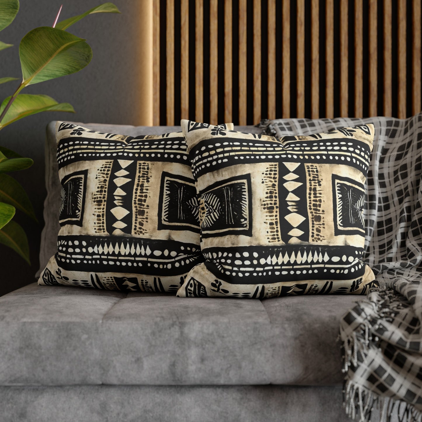 Dotted African Shells Mud Cloth Print Square Pillow & Pillow Case