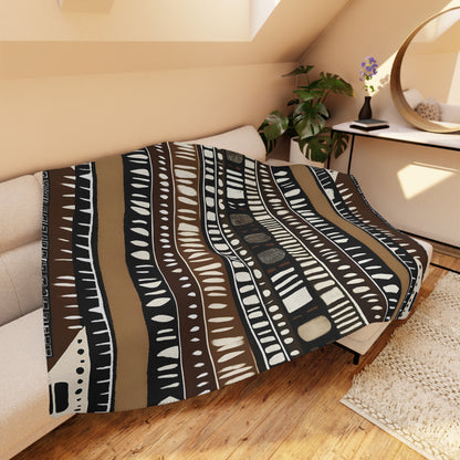 Mudcloth Pattern Sherpa Blanket
