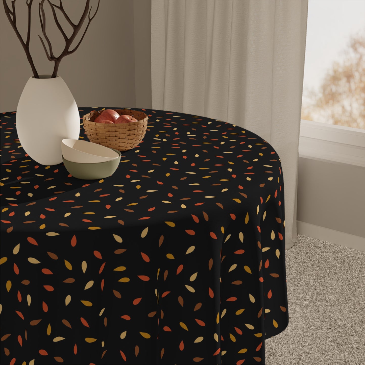 Fall Leaves Droplets Mudcloth Tablecloth