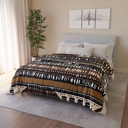 Mudcloth Pattern Sherpa Blanket