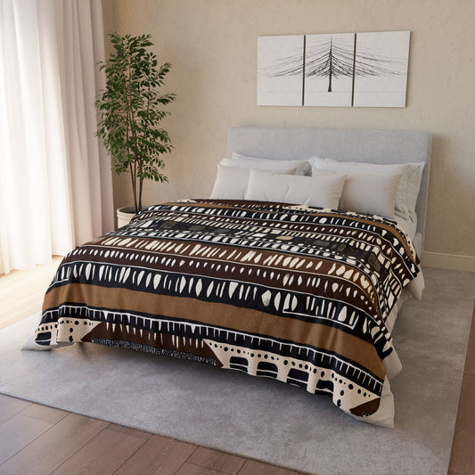 Mudcloth Pattern Sherpa Blanket