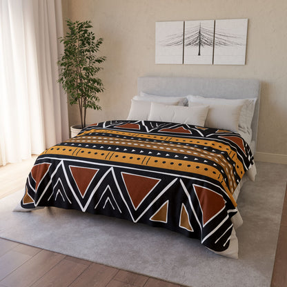 African Mudcloth Sherpa Blanket