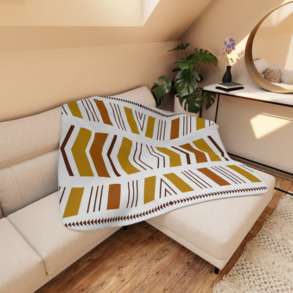 White Bogolan Sherpa Blanket