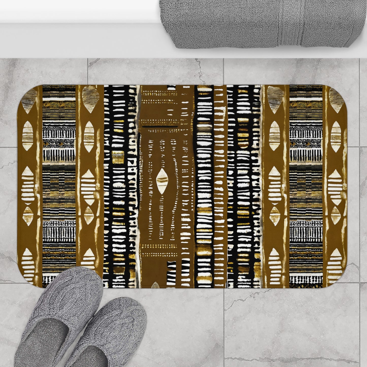 Metallic Gold Mudcloth Bath Mat