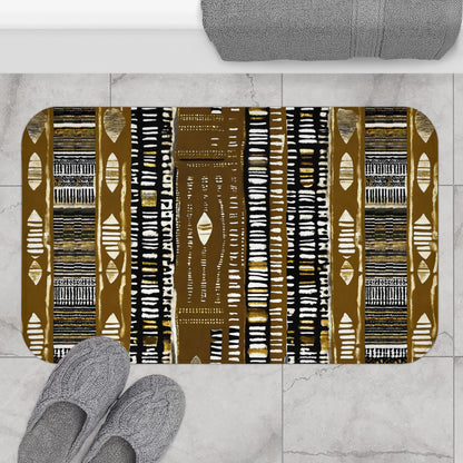 Metallic Gold Mudcloth Bath Mat