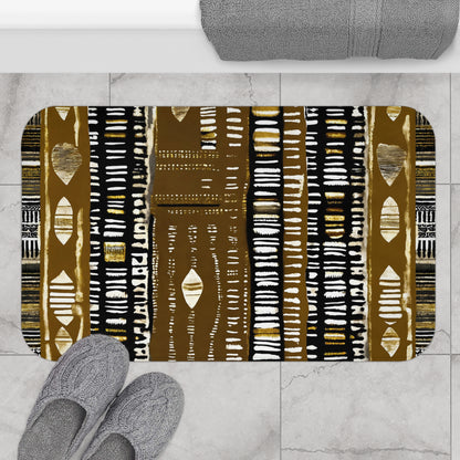 Alfombrilla de baño MudCloth de color dorado metalizado