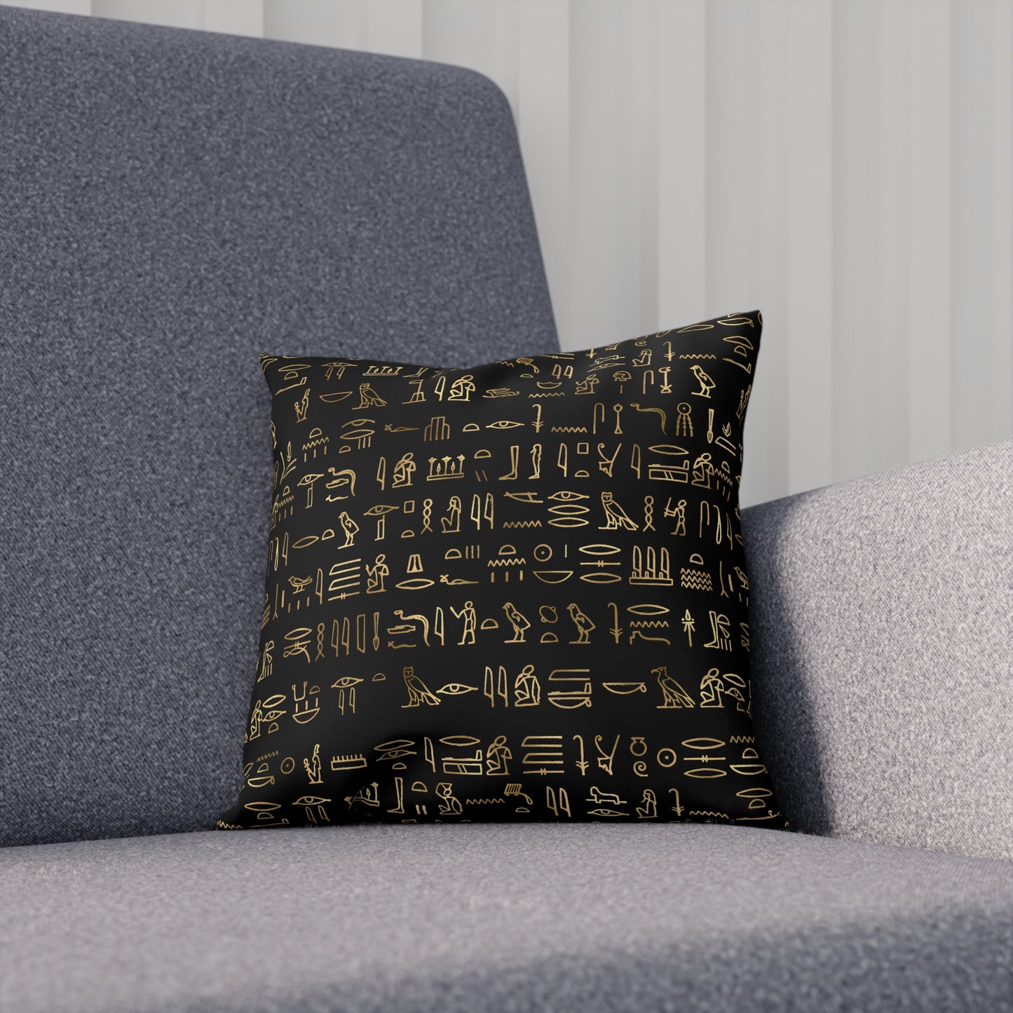 Egyptian Hieroglyphics Gold Pattern Throw Pillow