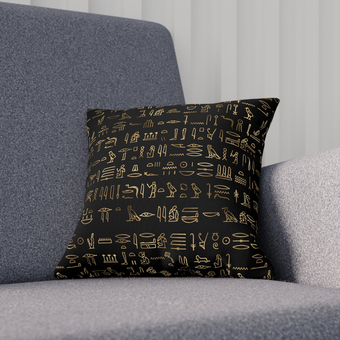 Egyptian Hieroglyphics Gold Pattern Throw Pillow