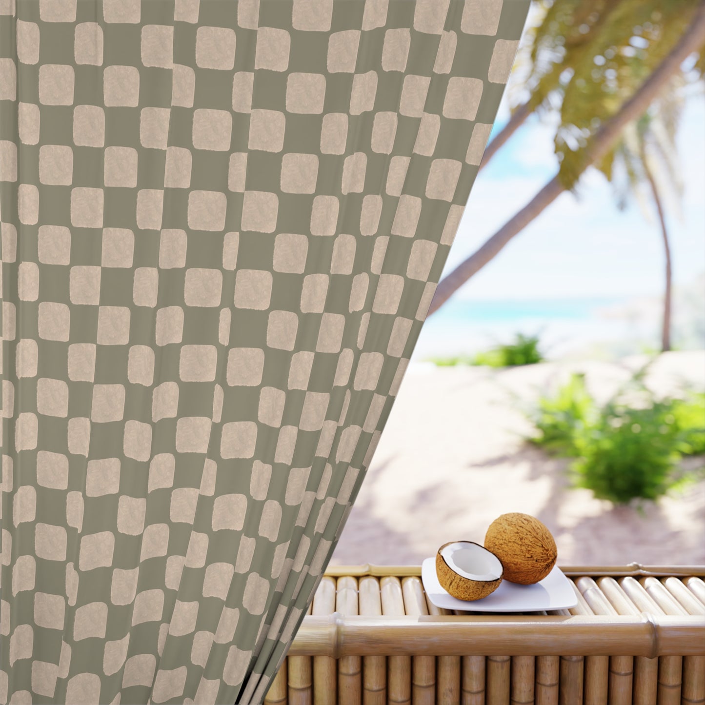 Retro Checkered Window Curtains
