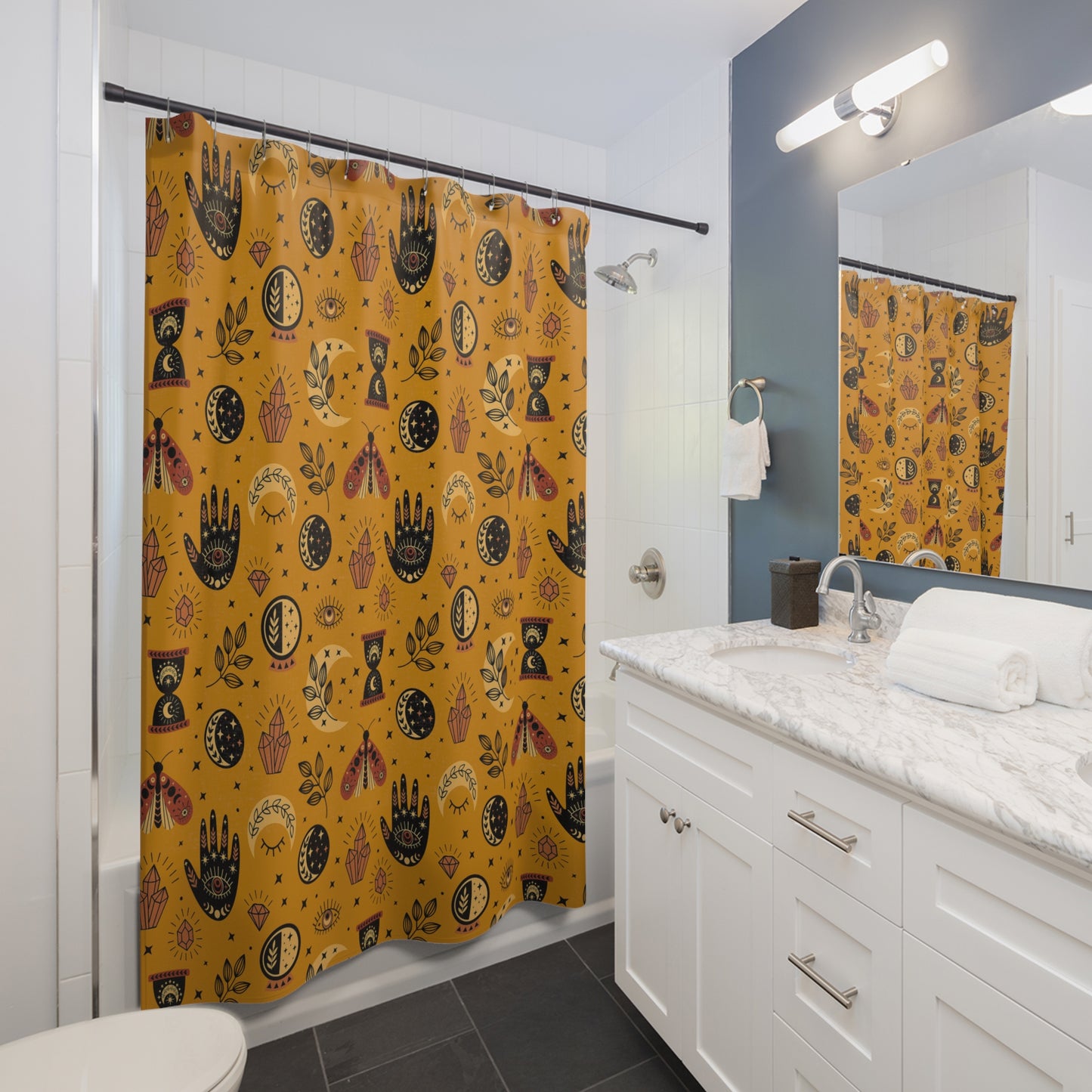 Hamsa Hand Evil Eye Shower Curtain