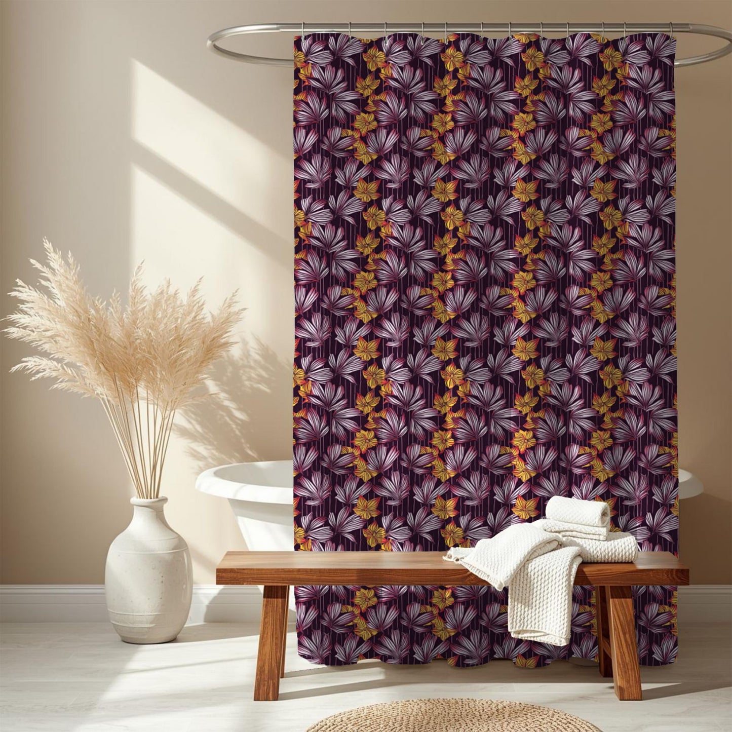 Dark Floral Shower Curtain
