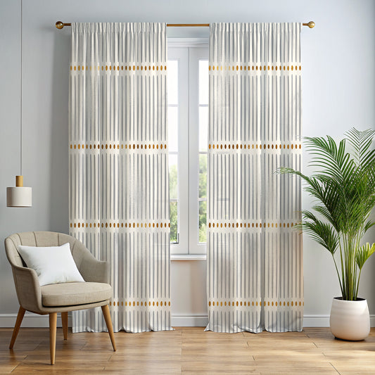 Dotted in Gold Window Curtains-Mudcloth Pattern-Sanktuari Decor