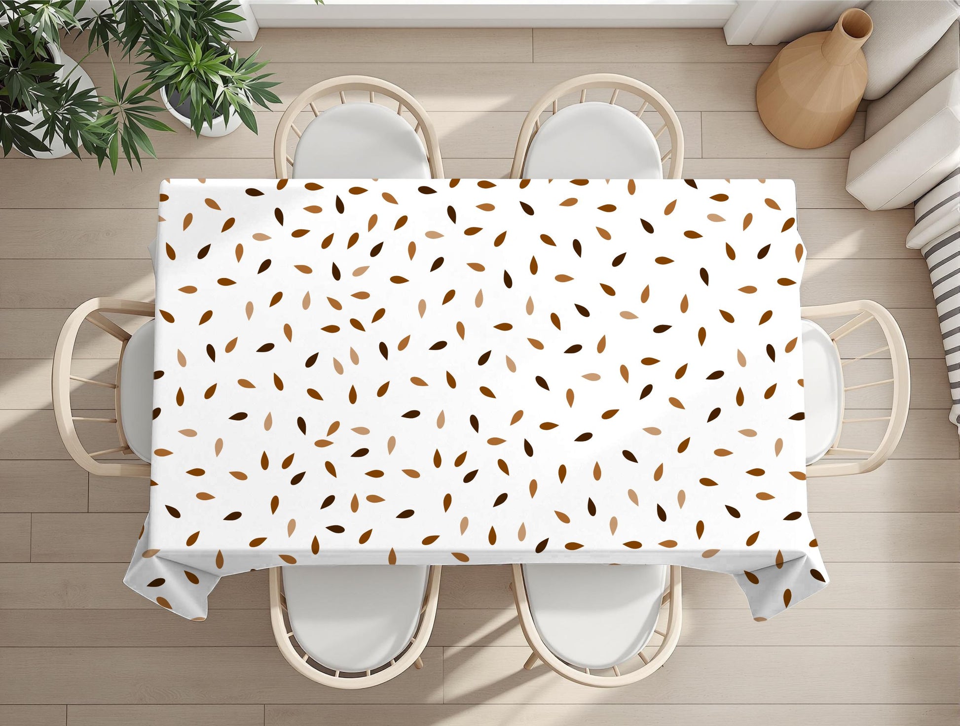 Boho tribal pattern tablecloth in modern kitchen