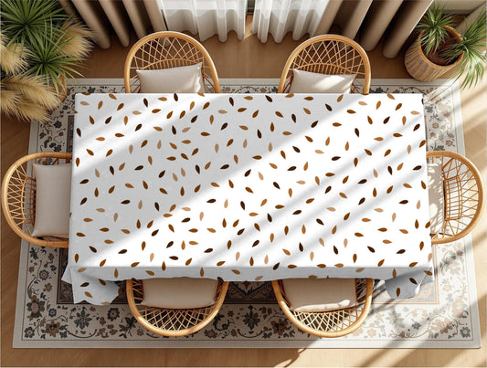 Earth tone African table cover with geometric patterns