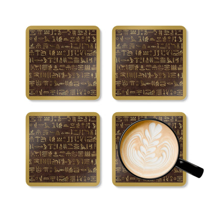 Boho mudcloth coaster set with neutral tribal print for modern kitchens.