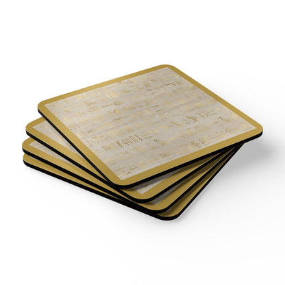 Boho mudcloth coaster set with neutral tribal print for modern kitchens.