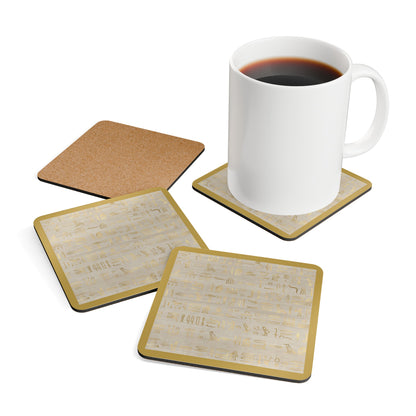 Boho mudcloth coaster set with neutral tribal print for modern kitchens.