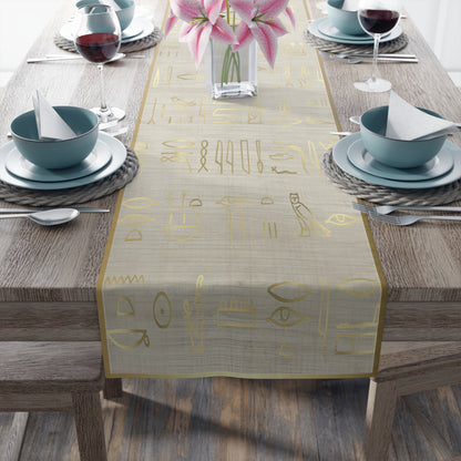 African mudcloth table runner with geometric tribal design for dining décor.