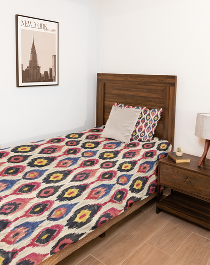 Ethnic Abstract Ikat Pattern Duvet Cover-Sanktuari Decor