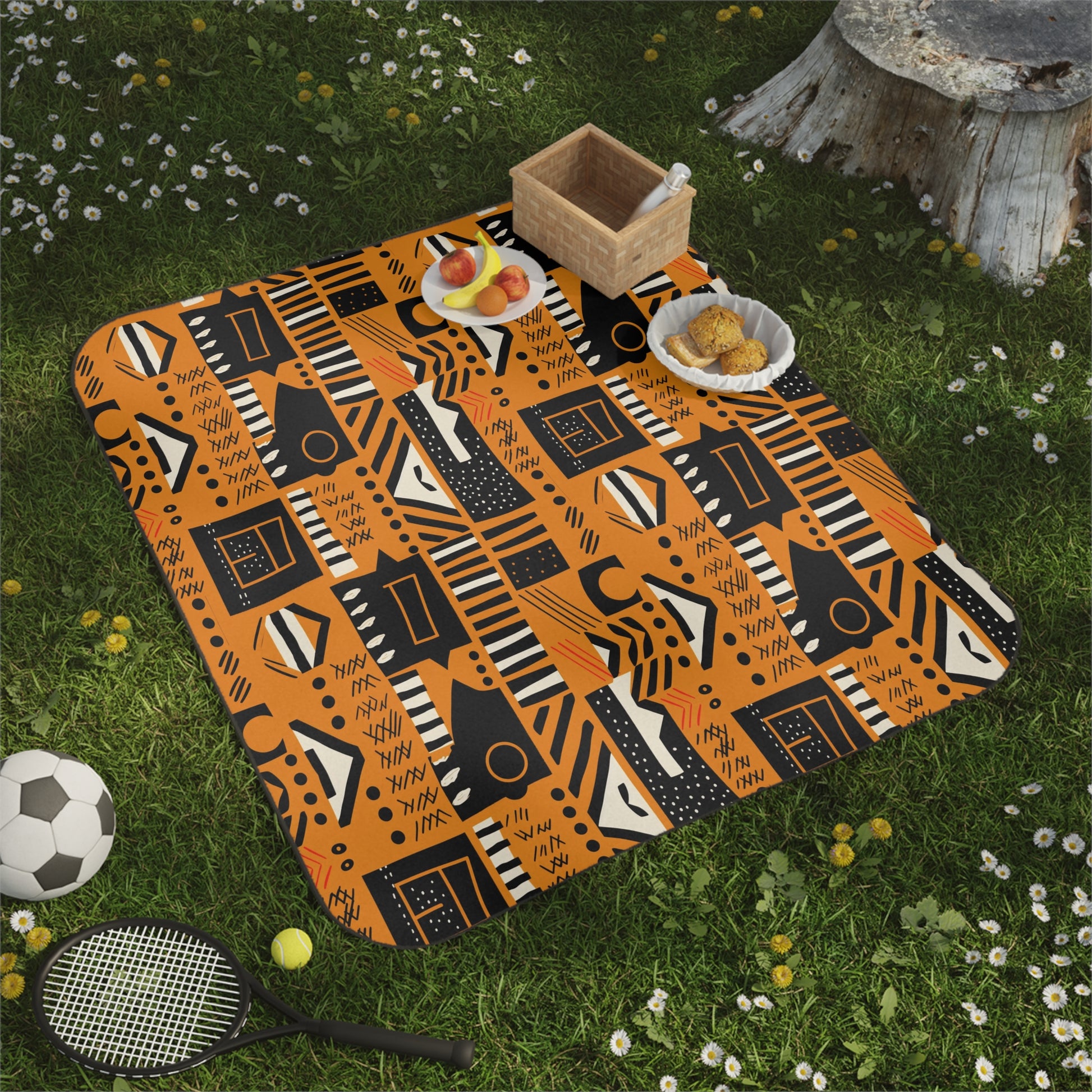 Ethnic Tribal Mudcloth Print Picnic Blanket-Sanktuari Decor