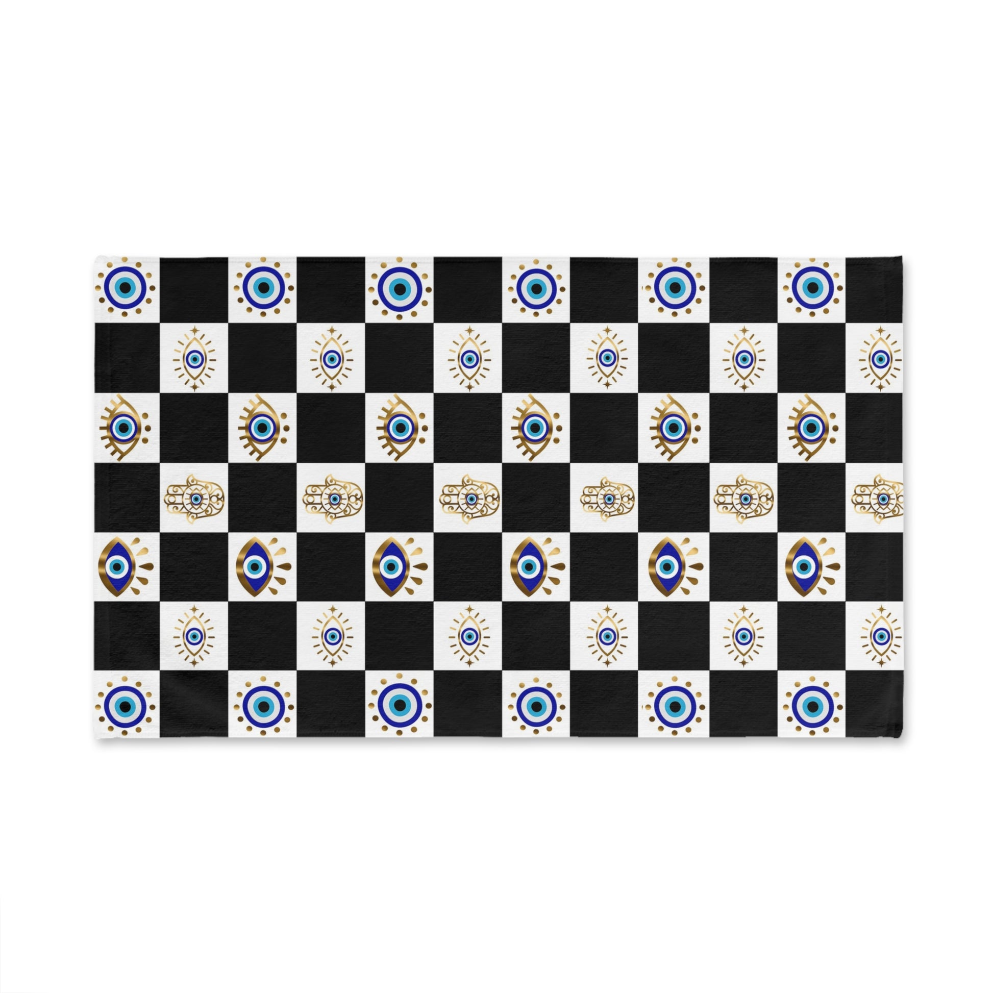 Checkered towel with eye pattern on a white background