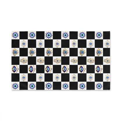 Checkered towel with eye pattern on a white background
