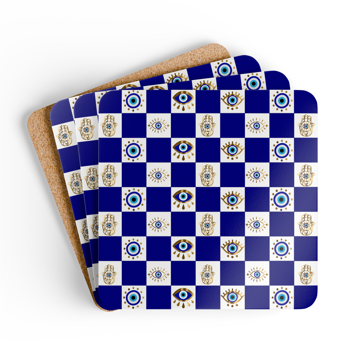 Boho mudcloth coaster set with neutral tribal print for modern kitchens.