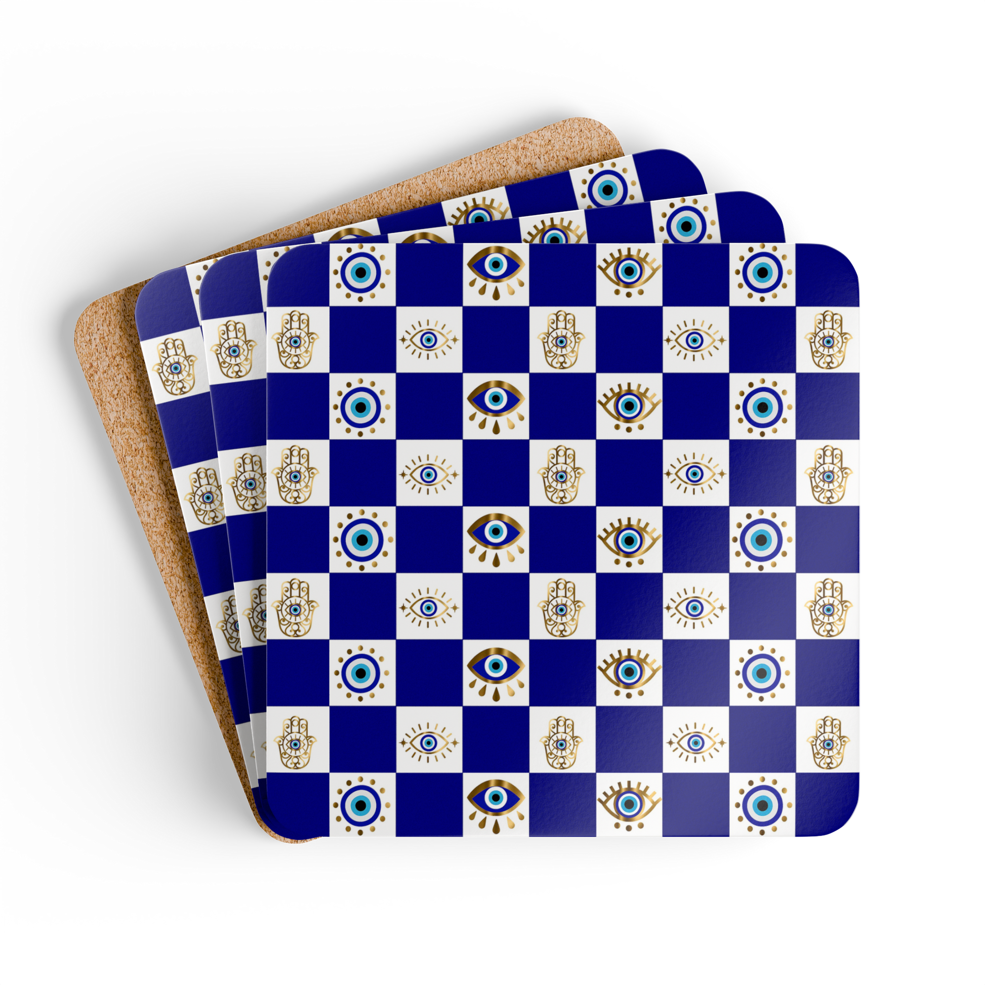 Boho mudcloth coaster set with neutral tribal print for modern kitchens.