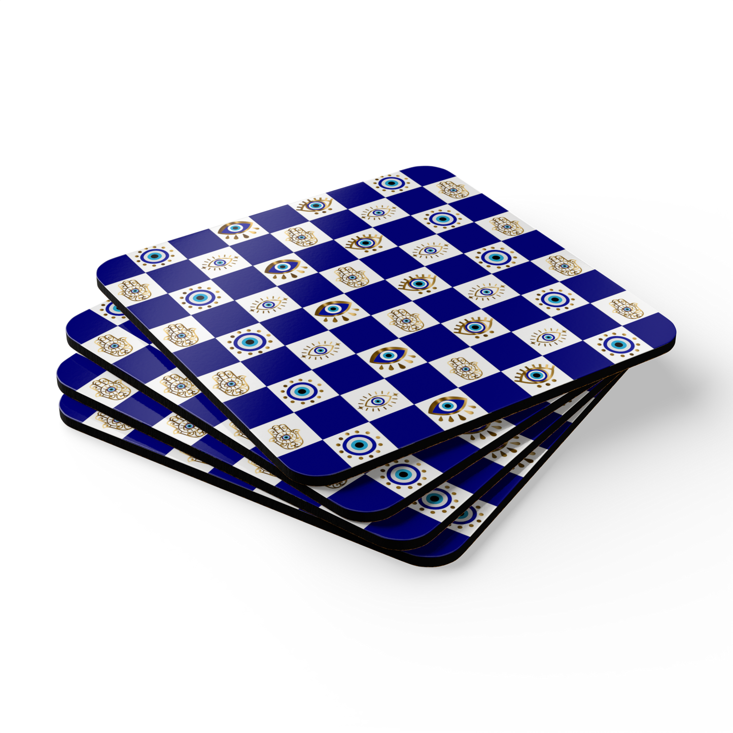 Bohemian coaster set featuring spiritual and ethnic patterns in earthy tones.