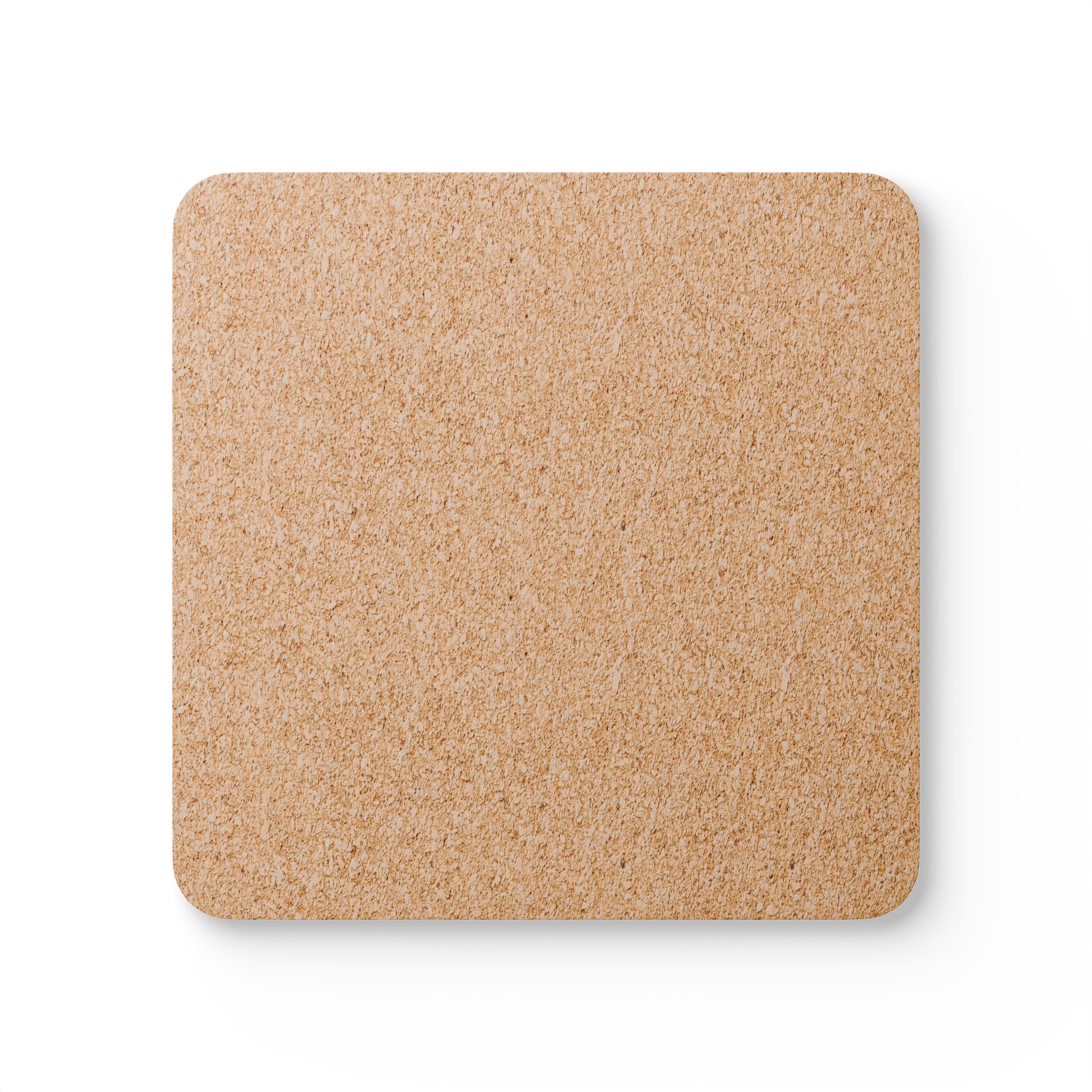 Square cork coaster on a white background