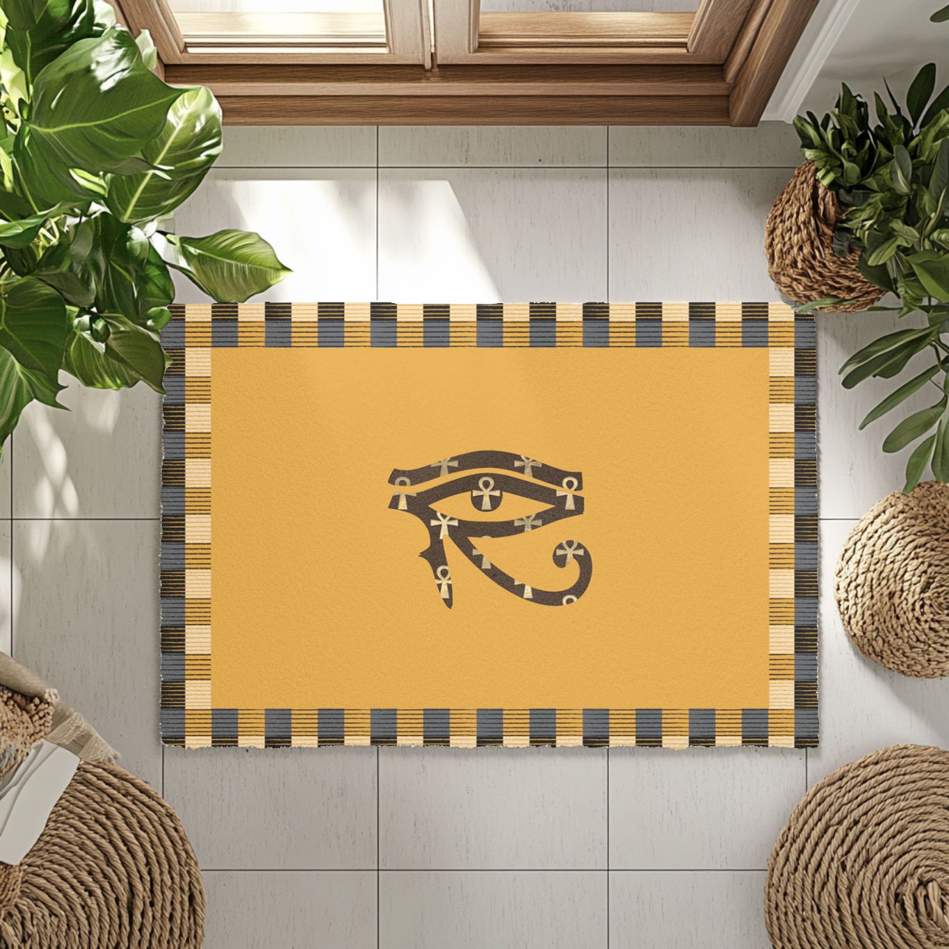 Evil eye protection rug near front door