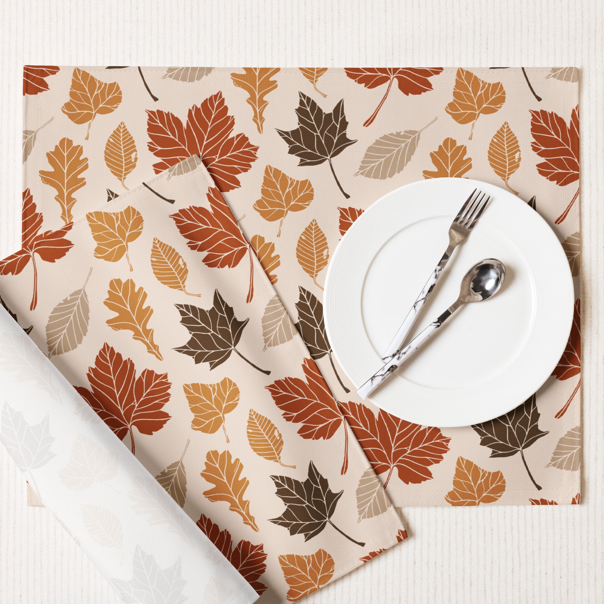 Bohemian placemat set featuring spiritual and ethnic patterns in earthy tones.