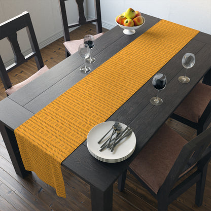 Cultural dining linens including African print napkins, placemats, and table runners.