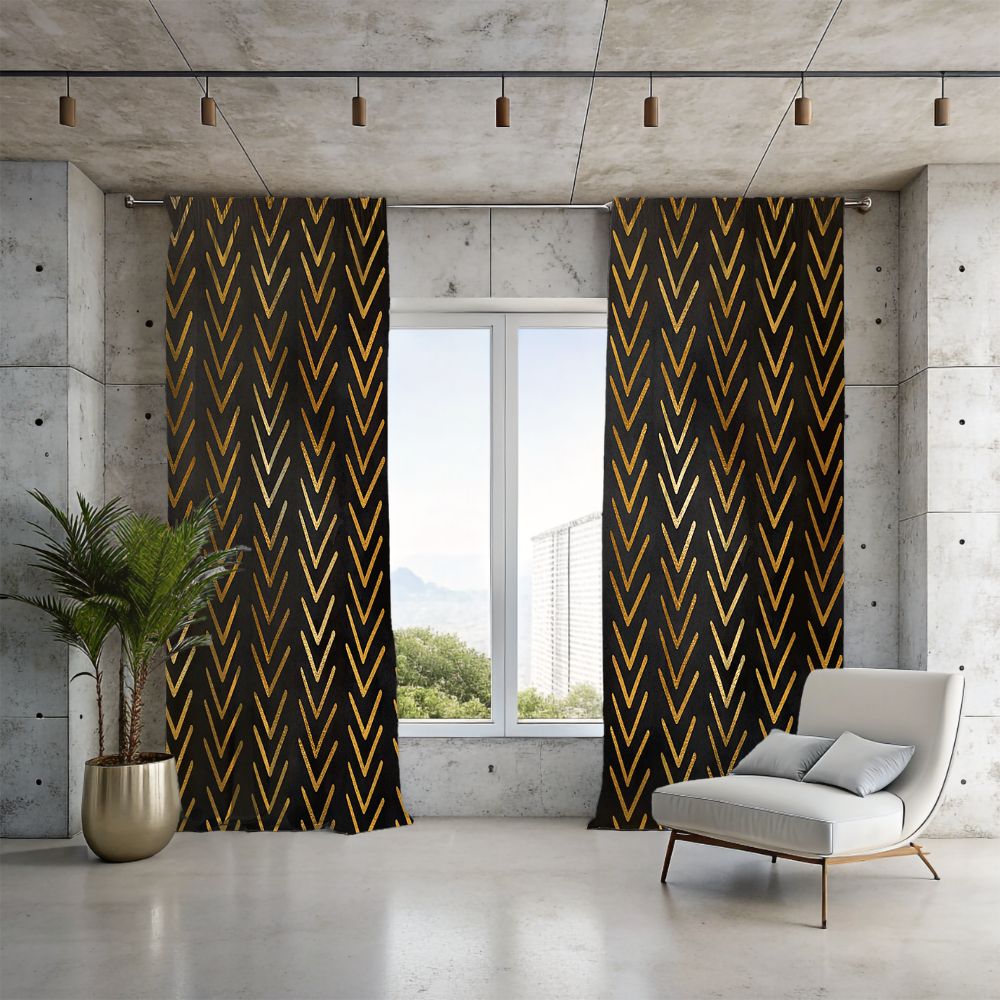 Gold Mudcloth Window Curtain