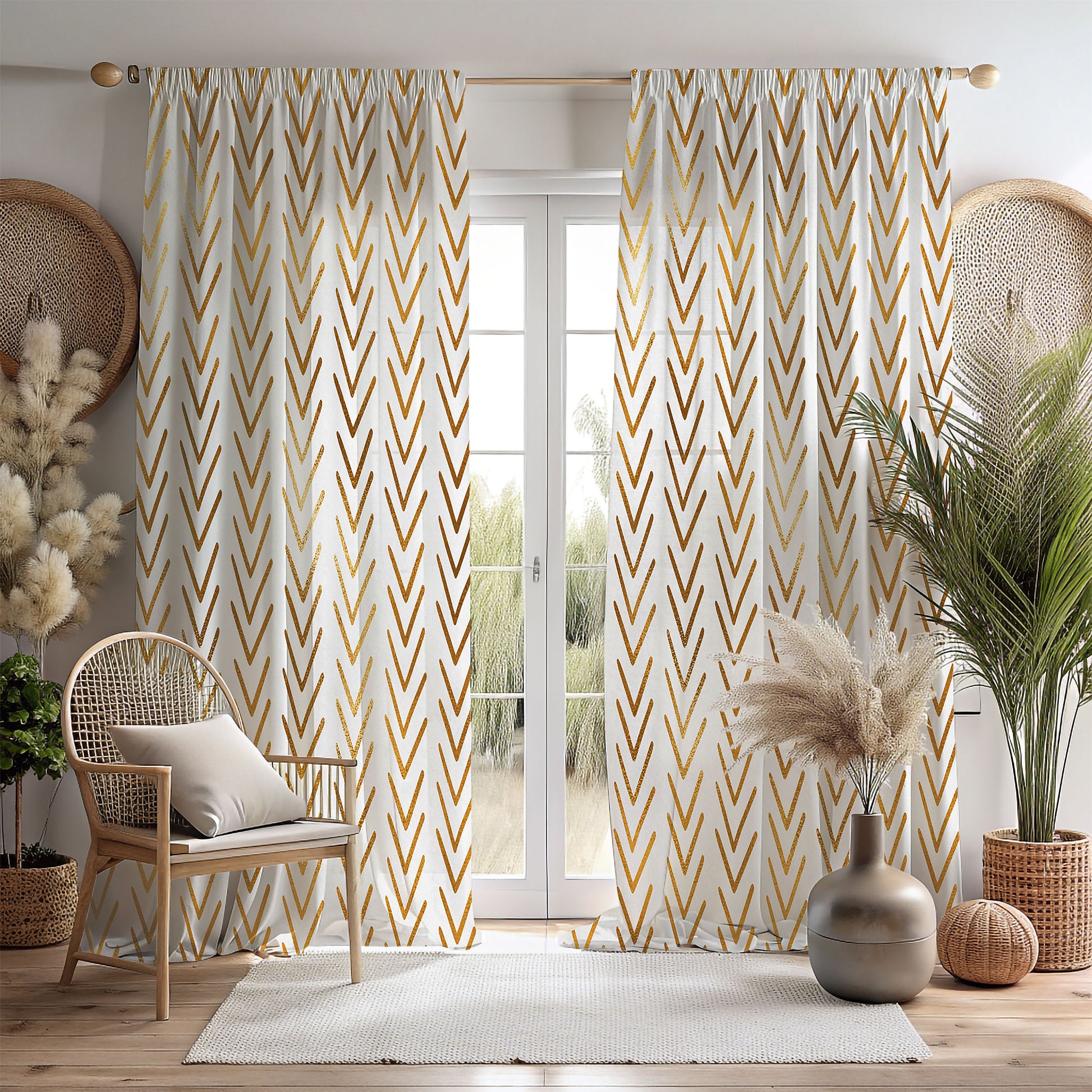 Gold Mudcloth Window Curtain-Sanktuari Decor