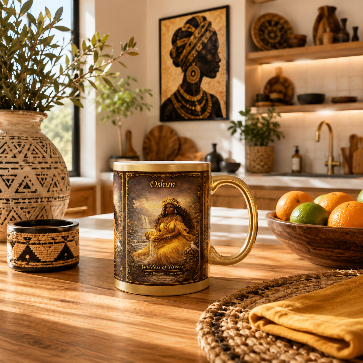 Gold Oshun Mug on counter