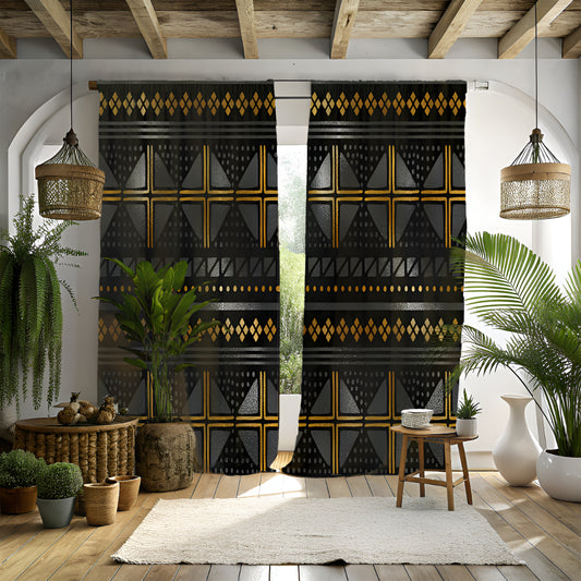 Cotton mudcloth window curtains 50x84
