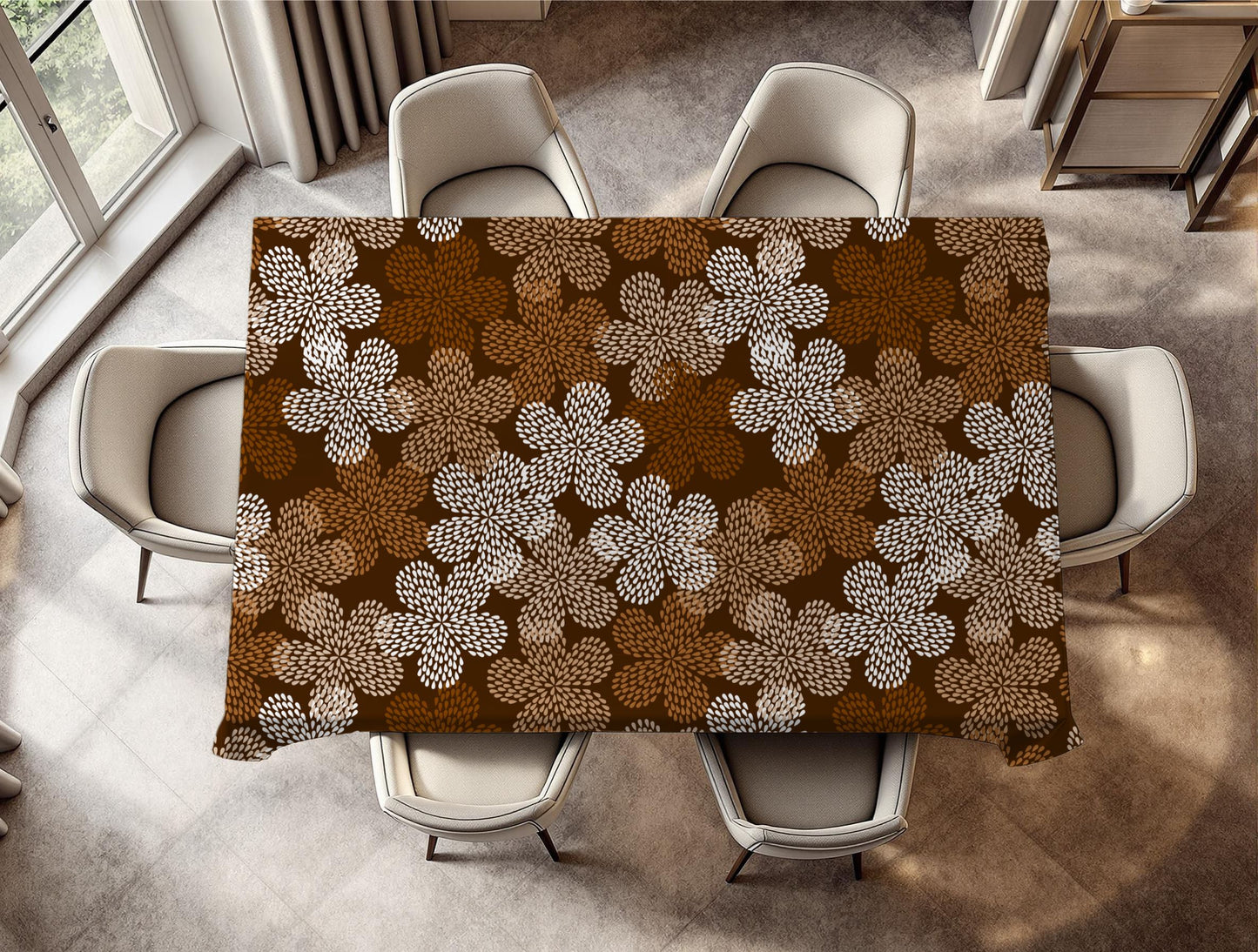 African mudcloth print tablecloth on dining table