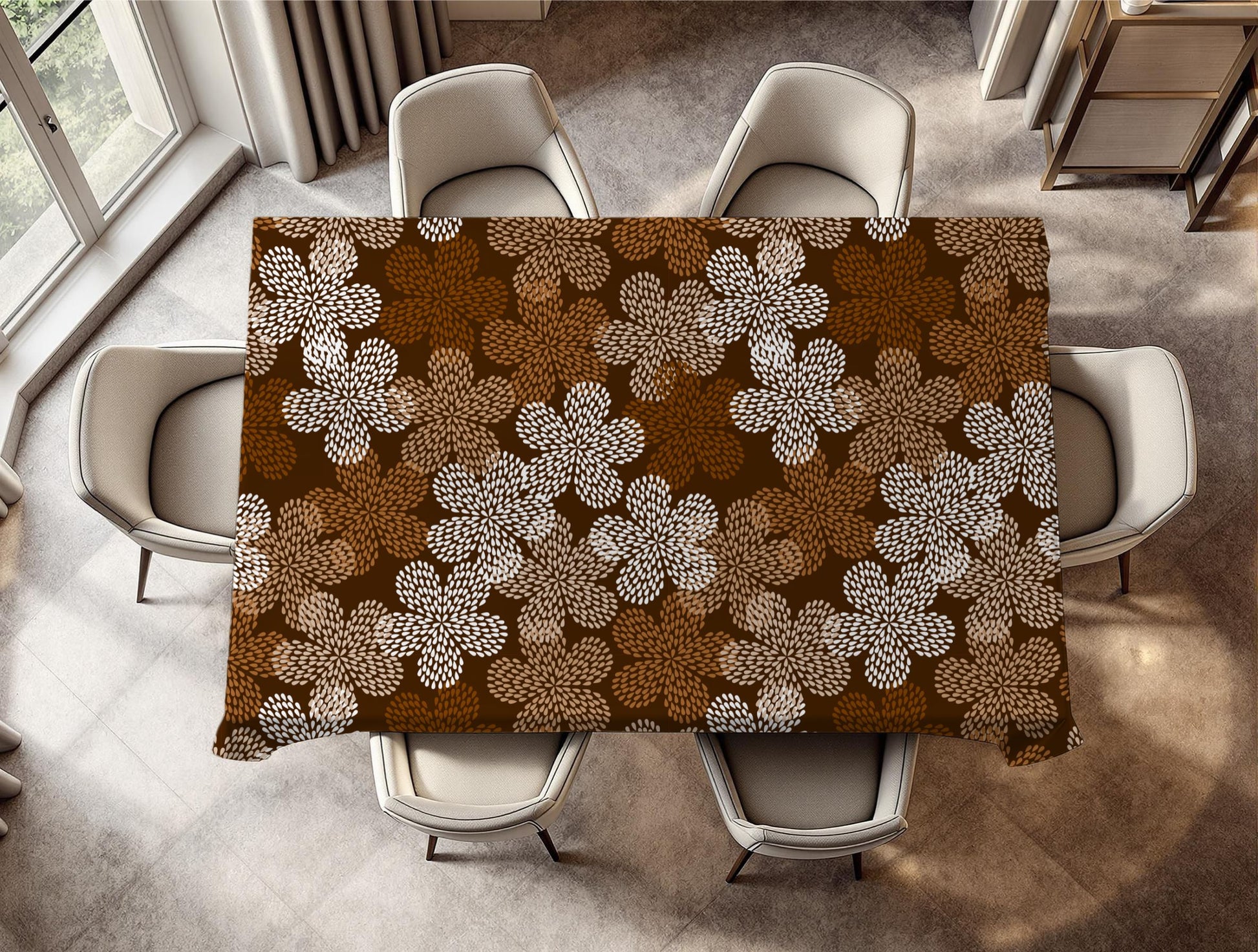 African mudcloth print tablecloth on dining table