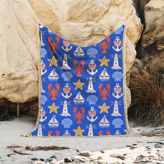Blue Nautical Woven Blanket