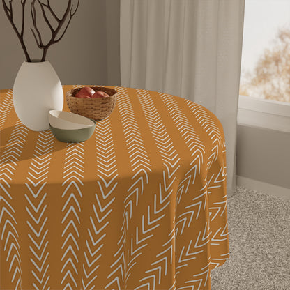 Boho tribal pattern tablecloth in modern kitchen