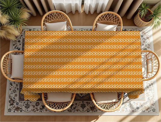African mudcloth print tablecloth on dining table