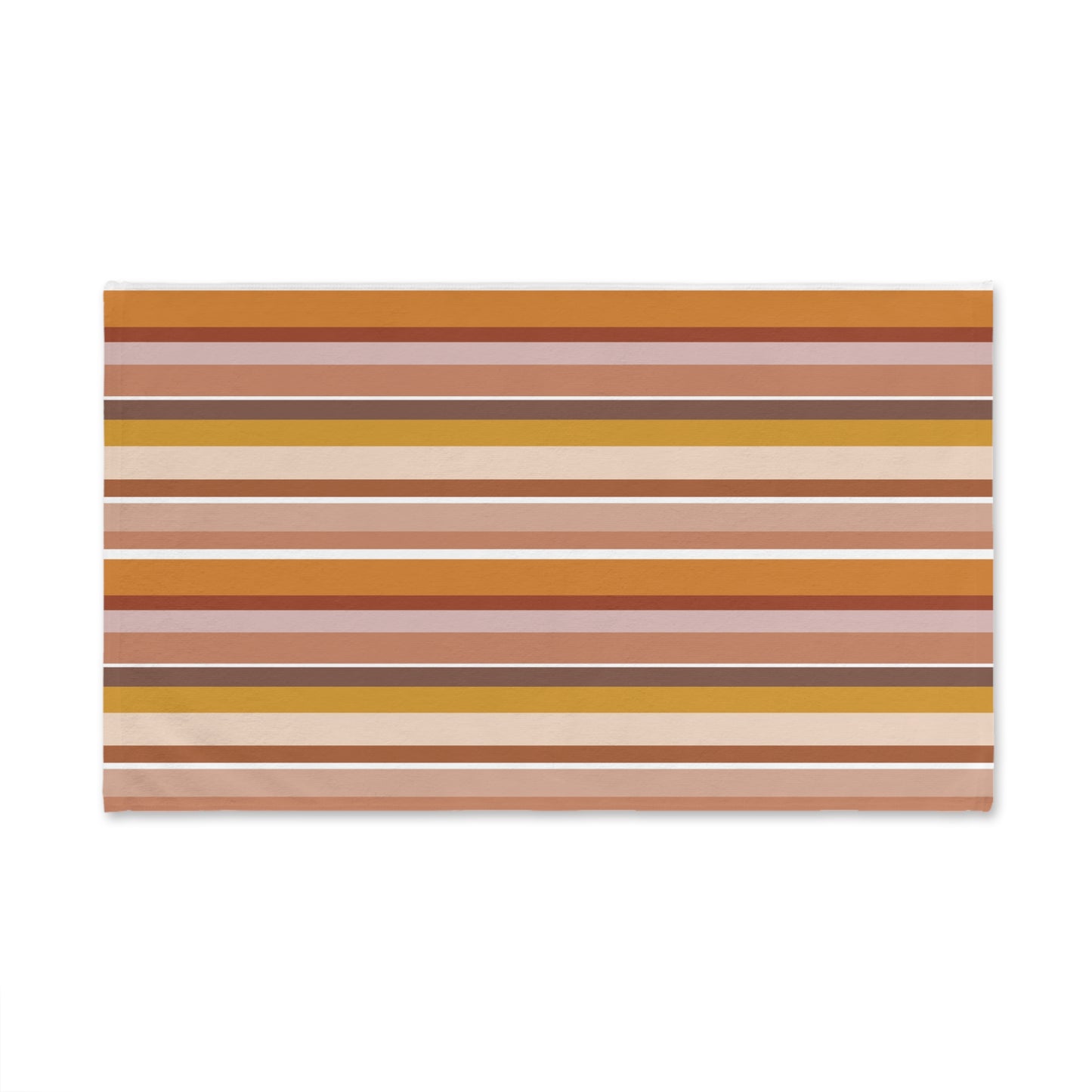 Decorative towel with horizontal striped pattern on a white background