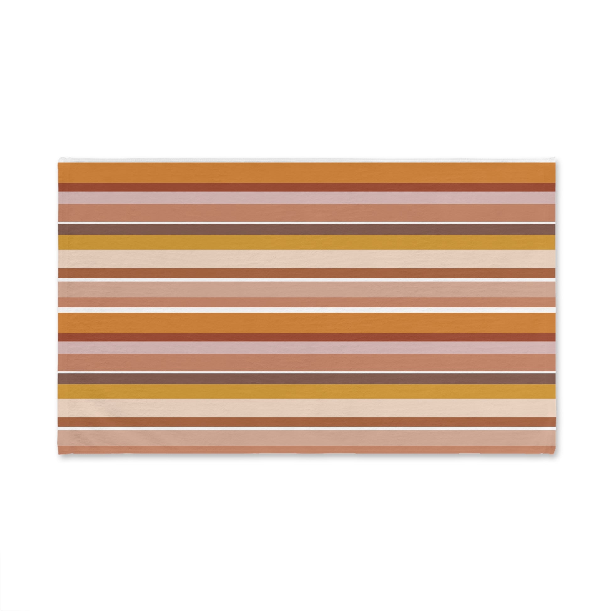 Decorative towel with horizontal striped pattern on a white background