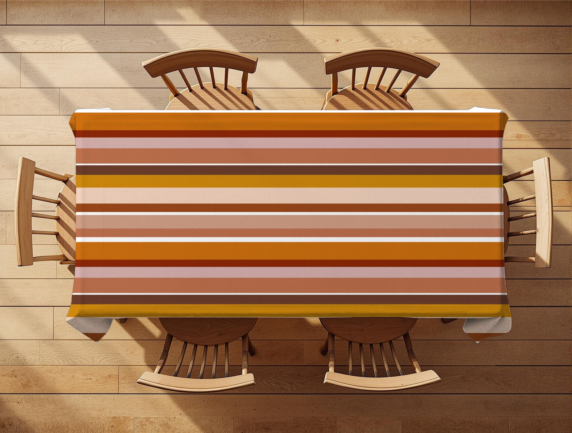 Earth tone African table cover with geometric patterns