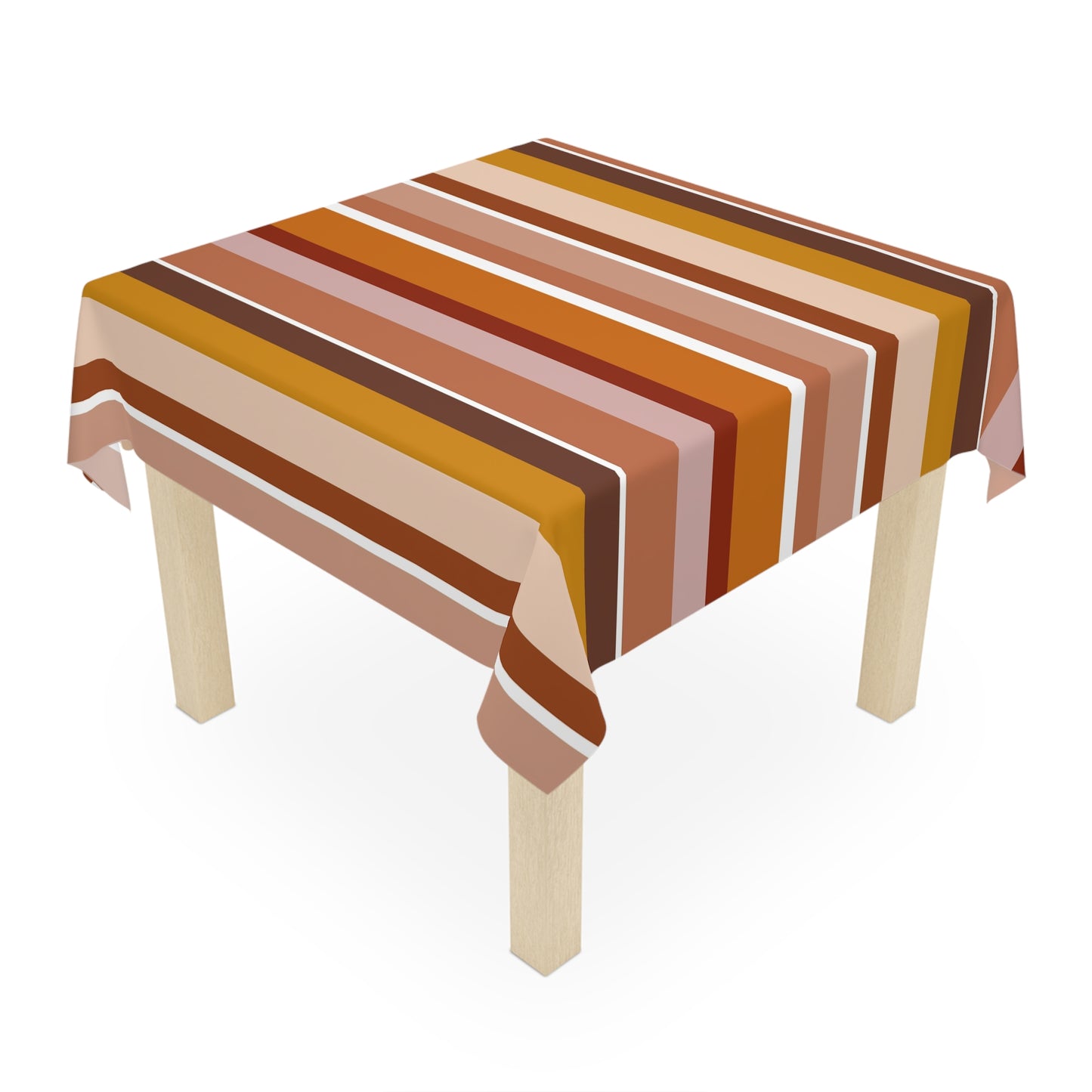Earth tone African table cover with geometric patterns